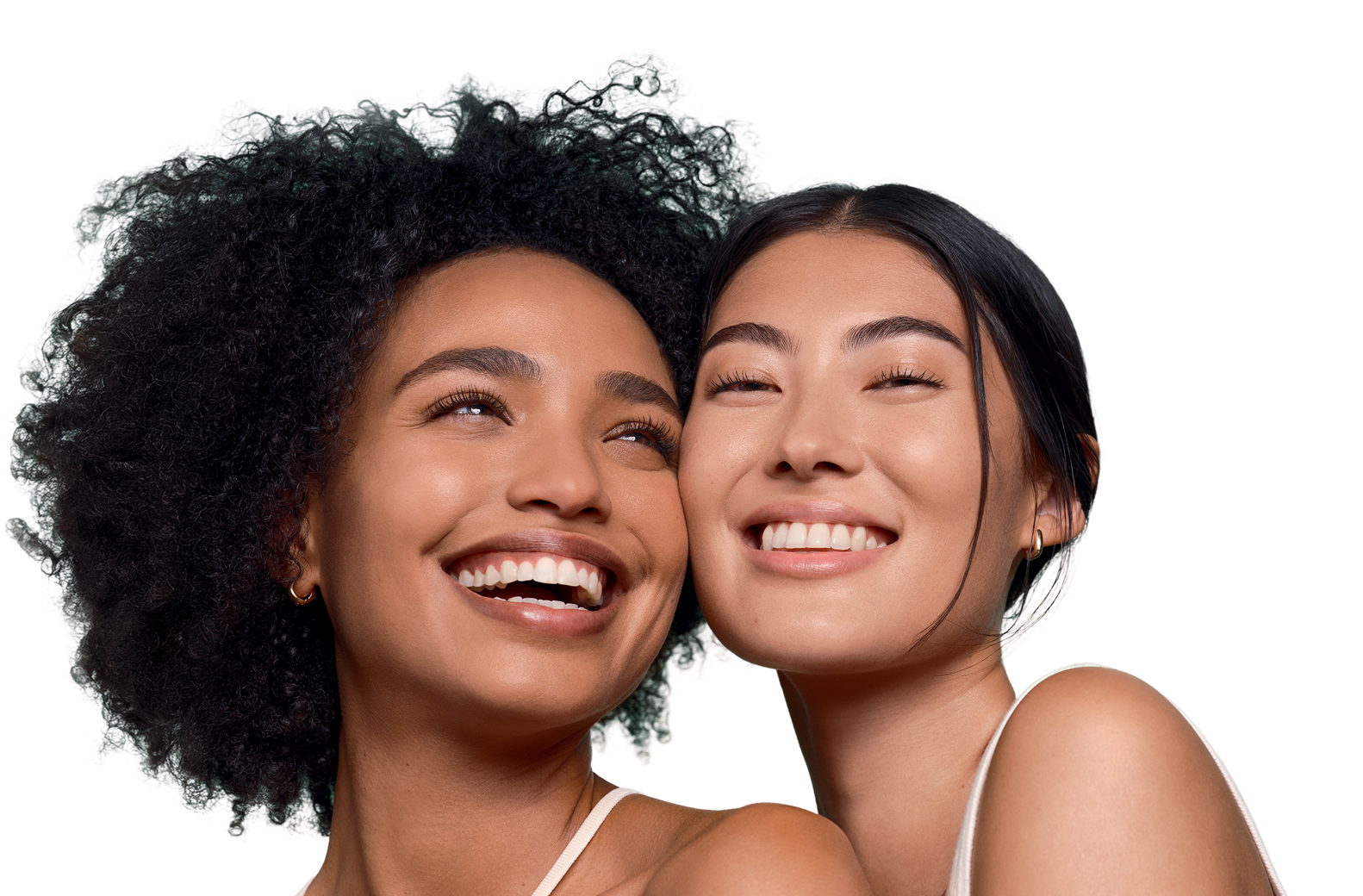 Deux femmes souriantes, joue contre joue